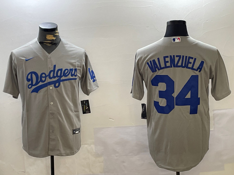 Men's Los Angeles Dodgers #34 Toro Valenzuela Grey Cool Base Stitched Baseball Jersey 7 Men's Los Angeles Dodgers #34 Toro Valenzuela Grey Cool Base Stitched Baseball Jersey 7