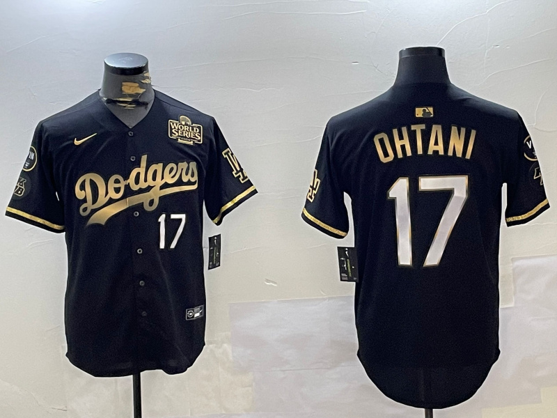 Men's Los Angeles Dodgers #17 Shohei Ohtani Black Gold 2024 World Series Champions Cool Base Stitched Baseball Jersey Men's Los Angeles Dodgers #17 Shohei Ohtani Black Gold 2024 World Series Champions Cool Base Stitched Baseball Jersey