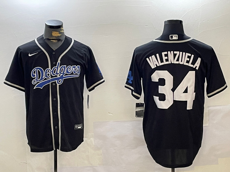Los Angeles Dodgers #34 Fernando Valenzuela Black Authentic Collection Stitched MLB Jersey Los Angeles Dodgers #34 Fernando Valenzuela Black Authentic Collection Stitched MLB Jersey