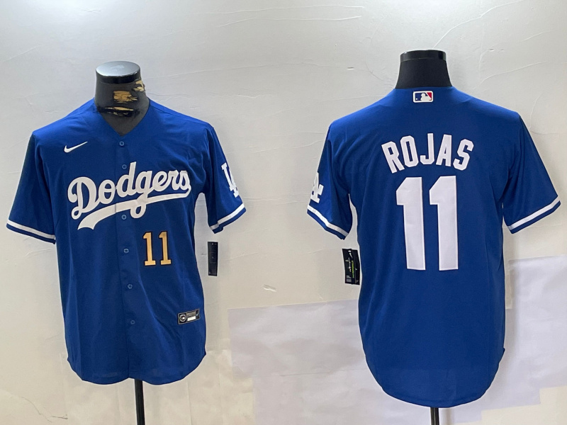 Men's Los Angeles Dodgers #11 Miguel Rojas Royal Cool Base Stitched Baseball Jersey 5 Men's Los Angeles Dodgers #11 Miguel Rojas Royal Cool Base Stitched Baseball Jersey 5