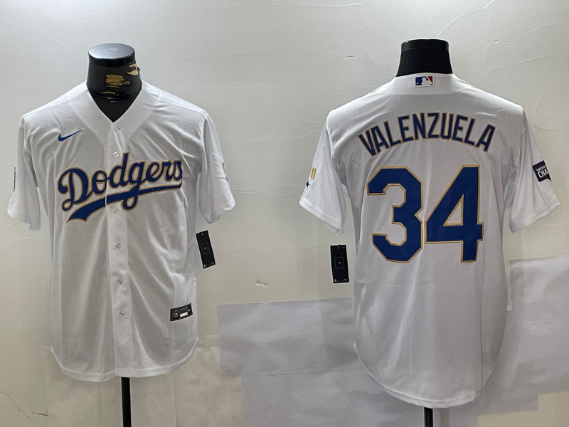 Men's Los Angeles Dodgers #34 White Gold Championship Cool Base Stitched Jersey 5 Men's Los Angeles Dodgers #34 White Gold Championship Cool Base Stitched Jersey 5
