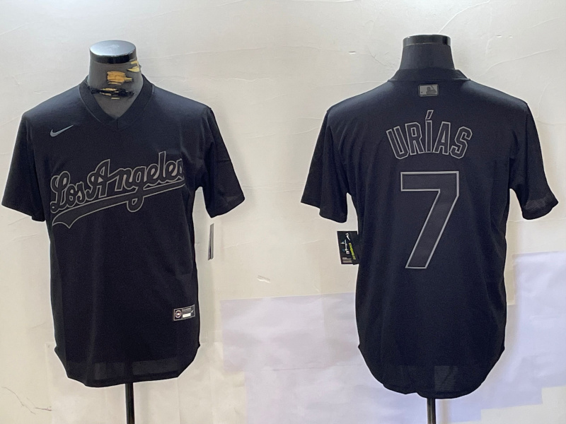Men's Los Angeles Dodgers #7 Black Cool Base Stitched Baseball Jersey 3 Men's Los Angeles Dodgers #7 Black Cool Base Stitched Baseball Jersey 3