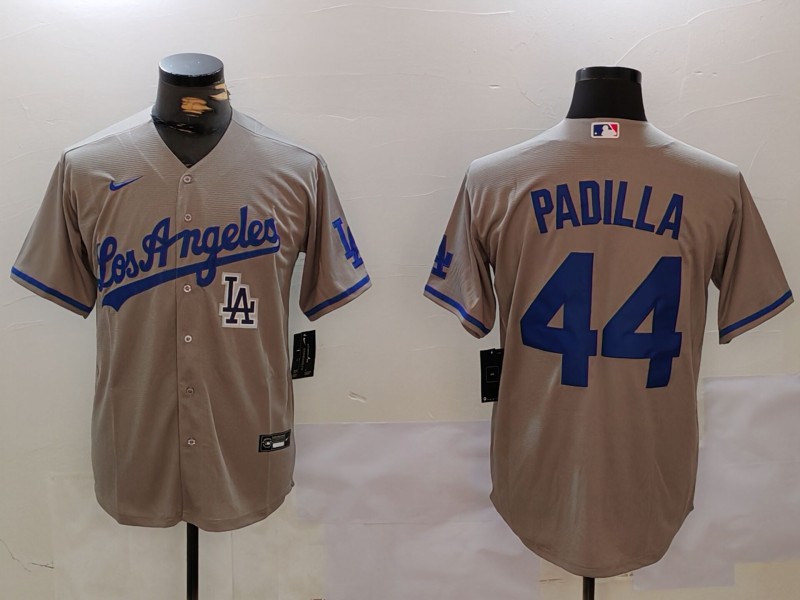Men's Los Angeles Dodgers #44 Vicente Padilla Grey Cool Base Stitched Baseball Jersey 2 Men's Los Angeles Dodgers #44 Vicente Padilla Grey Cool Base Stitched Baseball Jersey 2