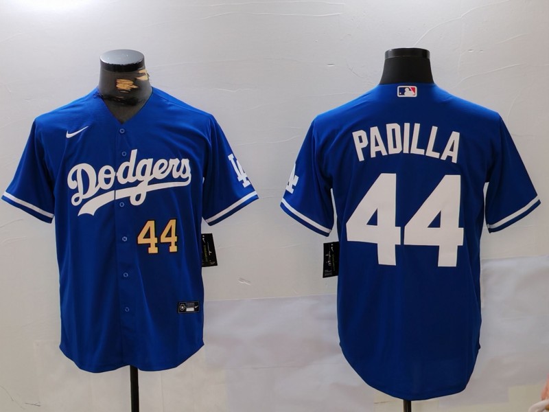 Men's Los Angeles Dodgers #44 Vicente Padilla Blue Cool Base Stitched Baseball Jersey 6 Men's Los Angeles Dodgers #44 Vicente Padilla Blue Cool Base Stitched Baseball Jersey 6