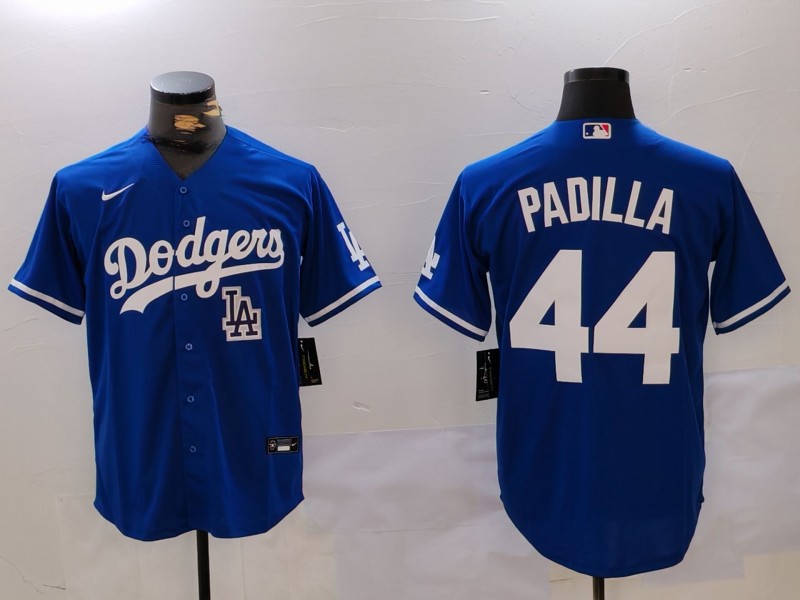 Men's Los Angeles Dodgers #44 Vicente Padilla Blue Cool Base Stitched Baseball Jersey 2 Men's Los Angeles Dodgers #44 Vicente Padilla Blue Cool Base Stitched Baseball Jersey 2