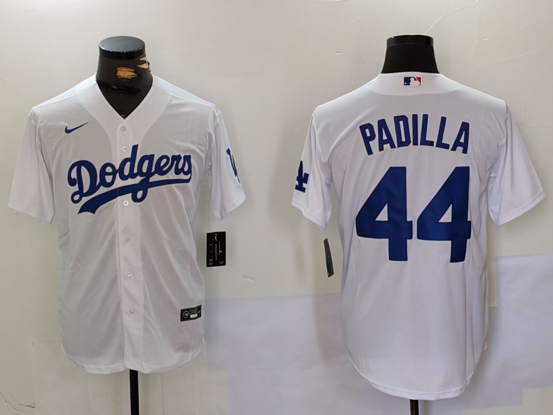 Men's Los Angeles Dodgers #44 Vicente Padilla White Cool Base Stitched Baseball Jersey Men's Los Angeles Dodgers #44 Vicente Padilla White Cool Base Stitched Baseball Jersey