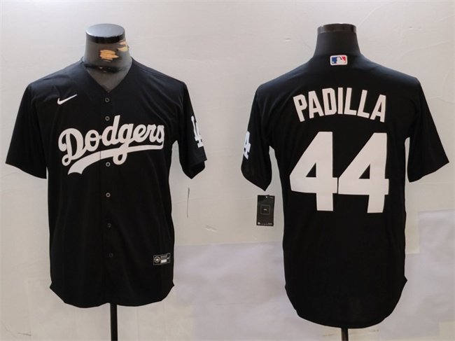 Men's Los Angeles Dodgers #44 Vicente Padilla Black Cool Base Stitched Baseball Jersey Men's Los Angeles Dodgers #44 Vicente Padilla Black Cool Base Stitched Baseball Jersey