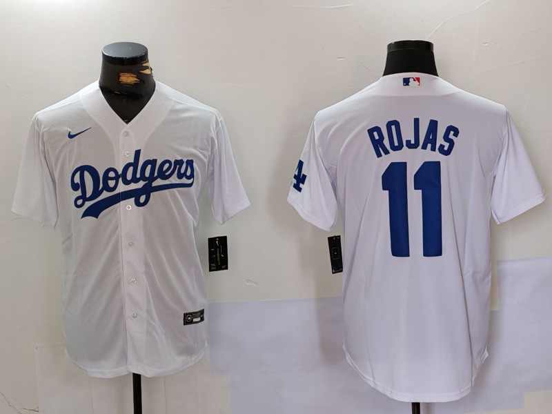Men's Los Angeles Dodgers #11 Miguel Rojas White Cool Base Stitched Baseball Jersey Men's Los Angeles Dodgers #11 Miguel Rojas White Cool Base Stitched Baseball Jersey