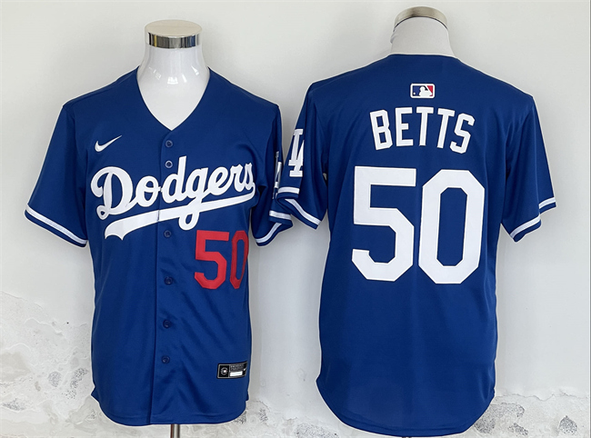 Men's Los Angeles Dodgers #50 Mookie Betts Blue 2024 Limited Stitched Baseball Jersey Men's Los Angeles Dodgers #50 Mookie Betts Blue 2024 Limited Stitched Baseball Jersey