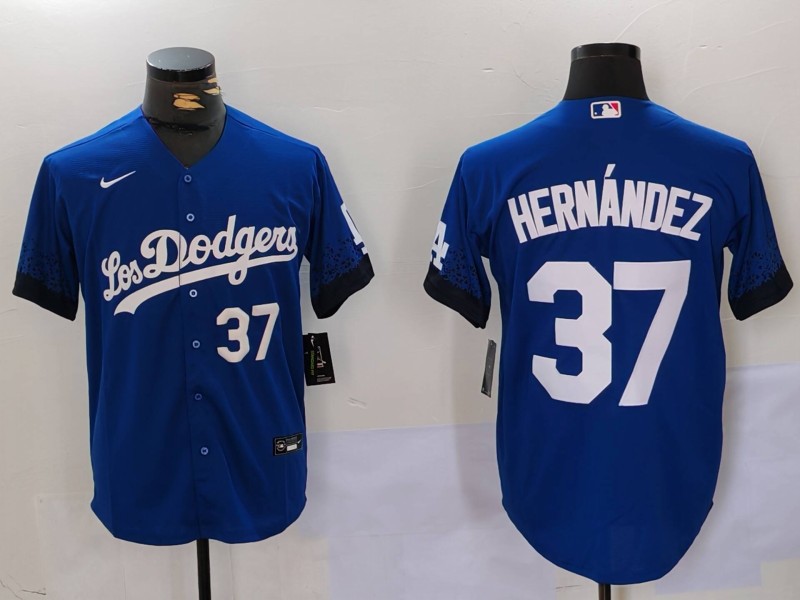 Men's Los Angeles Dodgers #37 Teoscar Hernández Blue Cool Base Stitched Baseball Jersey 5 Men's Los Angeles Dodgers #37 Teoscar Hernández Blue Cool Base Stitched Baseball Jersey 5