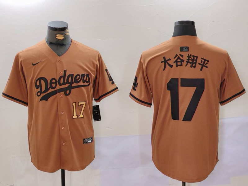 Men's Los Angeles Dodgers #17 太谷翔平 Brown Cool Base Stitched Baseball Jersey 9 Men's Los Angeles Dodgers #17 太谷翔平 Brown Cool Base Stitched Baseball Jersey 9