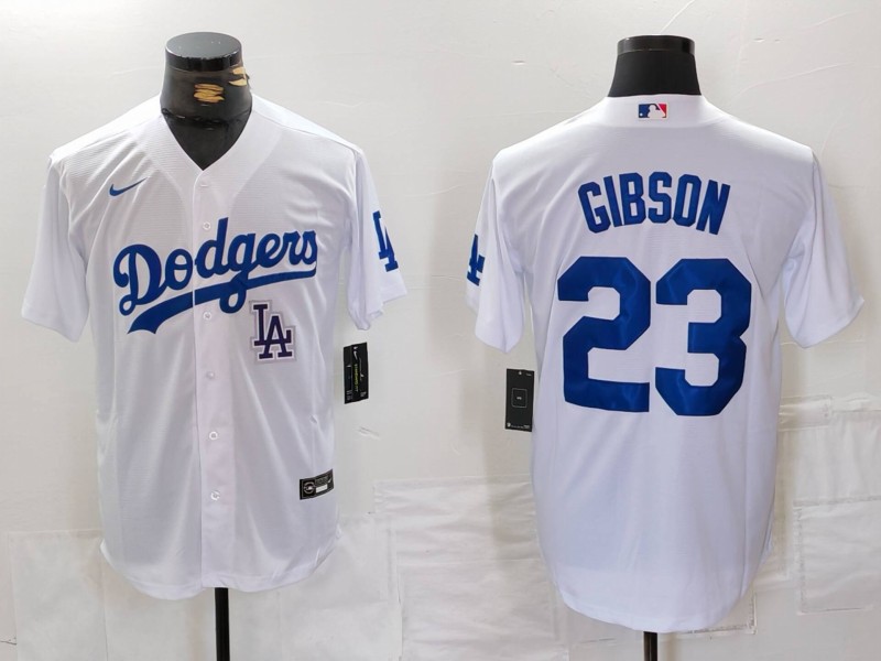 Men's Los Angeles Dodgers #23 Kirk Gibson White Cool Base Stitched Baseball Jersey 3 Men's Los Angeles Dodgers #23 Kirk Gibson White Cool Base Stitched Baseball Jersey 3