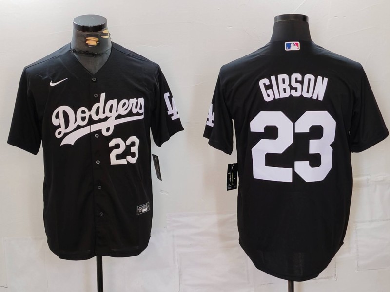Men's Los Angeles Dodgers #23 Kirk Gibson Black Cool Base Stitched Baseball Jersey 1 Men's Los Angeles Dodgers #23 Kirk Gibson Black Cool Base Stitched Baseball Jersey 1