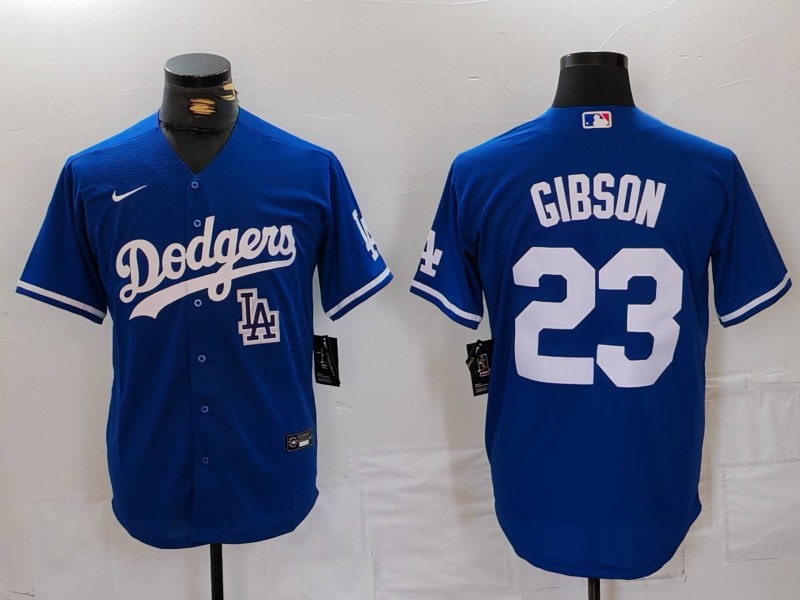 Men's Los Angeles Dodgers #23 Kirk Gibson Blue Cool Base Stitched Baseball Jersey 2 Men's Los Angeles Dodgers #23 Kirk Gibson Blue Cool Base Stitched Baseball Jersey 2