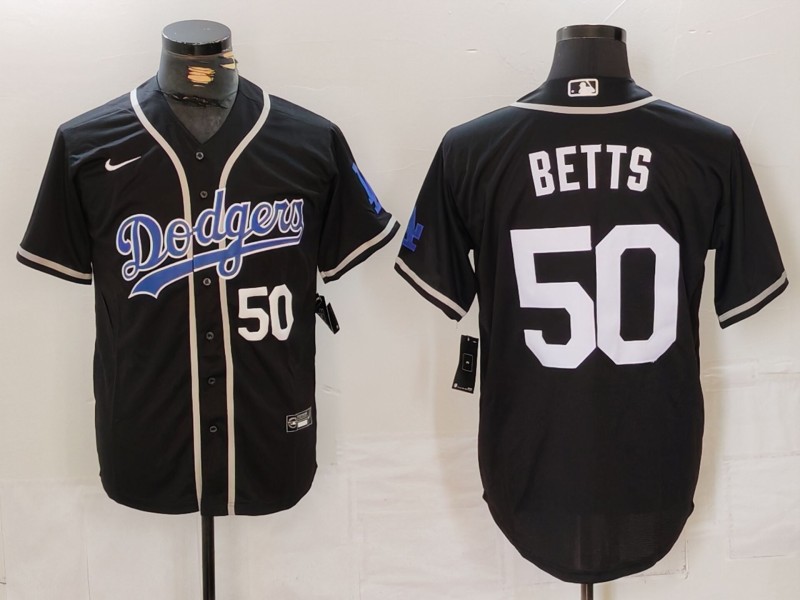 Men's Los Angeles Dodgers #50 Mookie Betts Black Fashion Cool Base Stitched Baseball Jersey 5 Men's Los Angeles Dodgers #50 Mookie Betts Black Fashion Cool Base Stitched Baseball Jersey 5