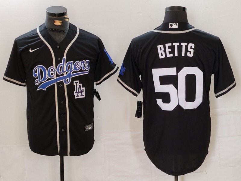 Men's Los Angeles Dodgers #50 Mookie Betts Black Fashion Cool Base Stitched Baseball Jersey 4 Men's Los Angeles Dodgers #50 Mookie Betts Black Fashion Cool Base Stitched Baseball Jersey 4