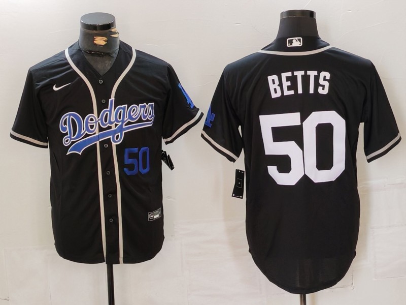 Men's Los Angeles Dodgers #50 Mookie Betts Black Fashion Cool Base Stitched Baseball Jersey 2 Men's Los Angeles Dodgers #50 Mookie Betts Black Fashion Cool Base Stitched Baseball Jersey 2