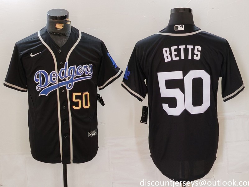 Men's Los Angeles Dodgers #50 Mookie Betts Black Fashion Cool Base Stitched Baseball Jersey 1 Men's Los Angeles Dodgers #50 Mookie Betts Black Fashion Cool Base Stitched Baseball Jersey 1