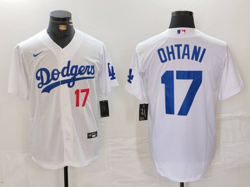 Men's Los Angeles Dodgers #17 Shohei Ohtani White Stitched Baseball Jersey 2 Men's Los Angeles Dodgers #17 Shohei Ohtani White Stitched Baseball Jersey 2