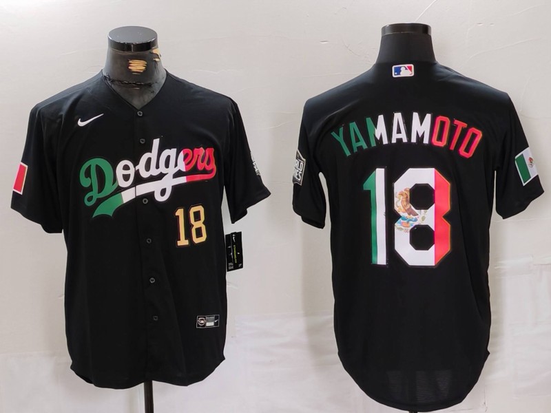 Men's Los Angeles Dodgers #18 Yoshinobu Yamamoto Black Mexico Cool Base Stitched Baseball Jersey 1 Men's Los Angeles Dodgers #18 Yoshinobu Yamamoto Black Mexico Cool Base Stitched Baseball Jersey 1