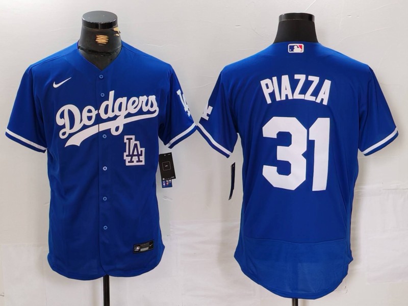 Men's Los Angeles Dodgers #31 Mike Piazza Blue Flex Base Stitched Baseball Jersey 3 Men's Los Angeles Dodgers #31 Mike Piazza Blue Flex Base Stitched Baseball Jersey 3