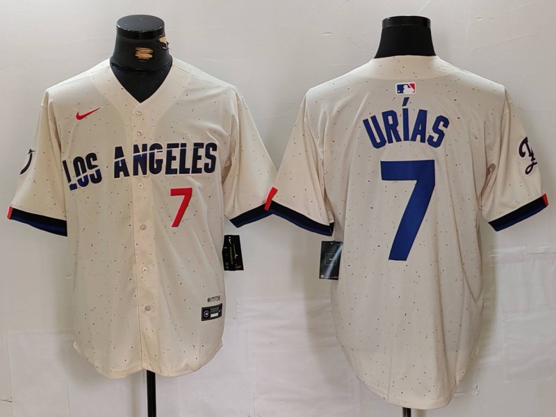Men's Los Angeles Dodgers #7 Julio Urías Cream Stitched Baseball Jersey 5 Men's Los Angeles Dodgers #7 Julio Urías Cream Stitched Baseball Jersey 5