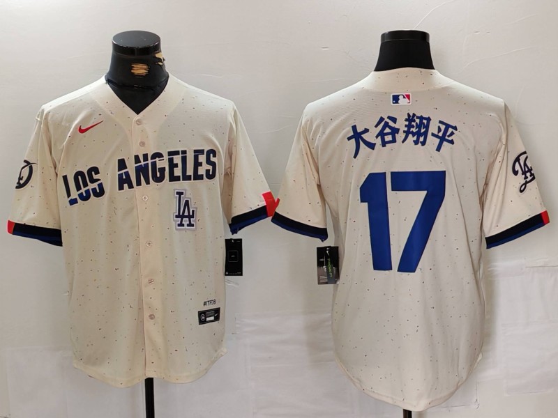 Men's Los Angeles Dodgers #17 大谷翔平 Cream Stitched Baseball Jersey 3 Men's Los Angeles Dodgers #17 大谷翔平 Cream Stitched Baseball Jersey 3