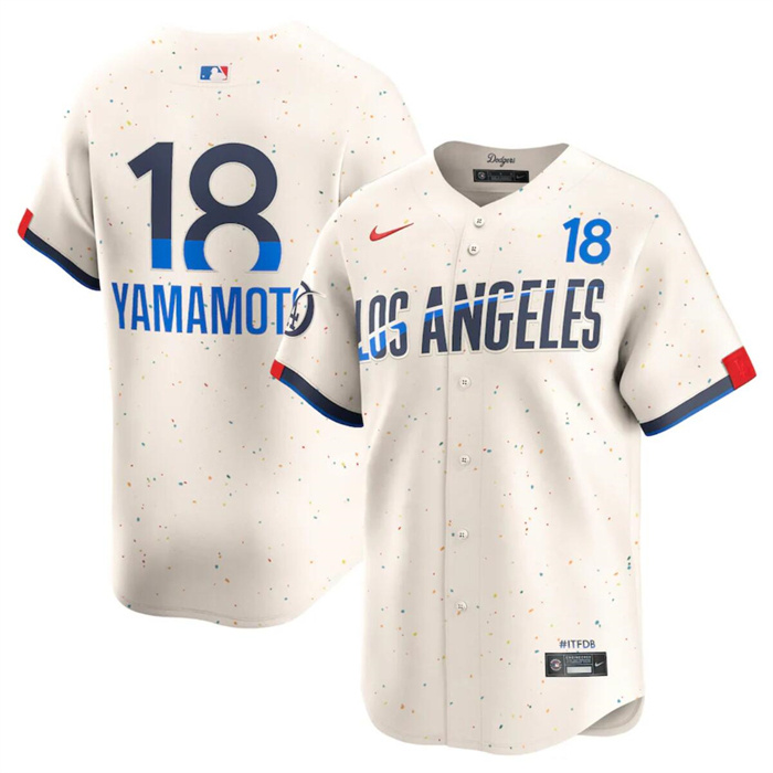 Men's Los Angeles Dodgers #18 Yoshinobu Yamamoto Cream 2024 City Connect Limited Stitched Baseball Jersey Men's Los Angeles Dodgers #18 Yoshinobu Yamamoto Cream 2024 City Connect Limited Stitched Baseball Jersey