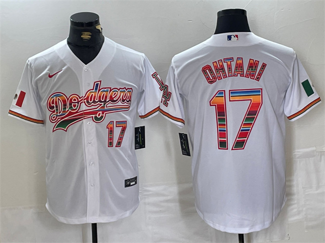 Men's Los Angeles Dodgers #17 Shohei Ohtani White Mexico Cool Base Stitched Baseball Jersey Men's Los Angeles Dodgers #17 Shohei Ohtani White Mexico Cool Base Stitched Baseball Jersey