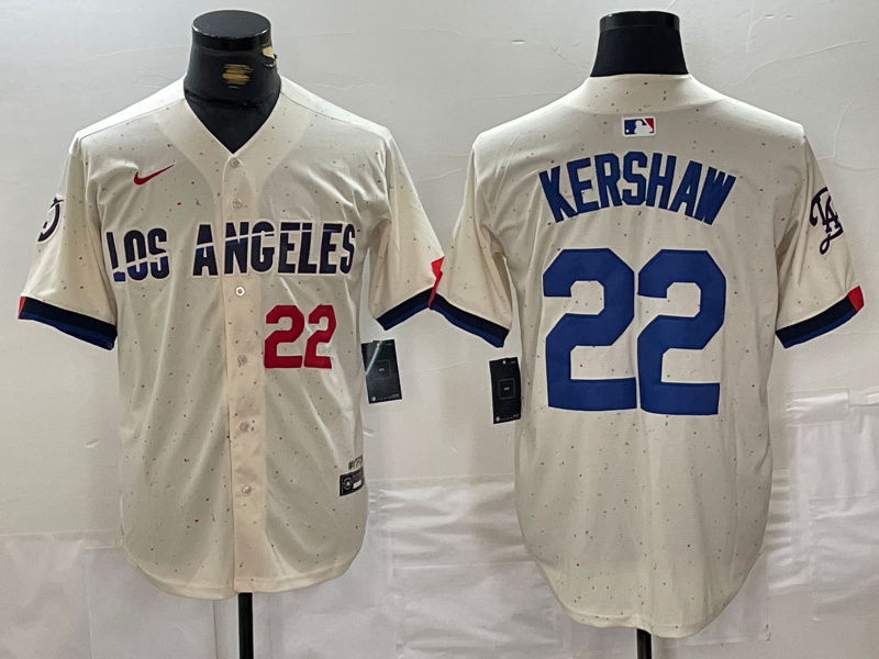 Men's Los Angeles Dodgers #22 Clayton Kershaw Cream Stitched Baseball Jersey 1 Men's Los Angeles Dodgers #22 Clayton Kershaw Cream Stitched Baseball Jersey 1
