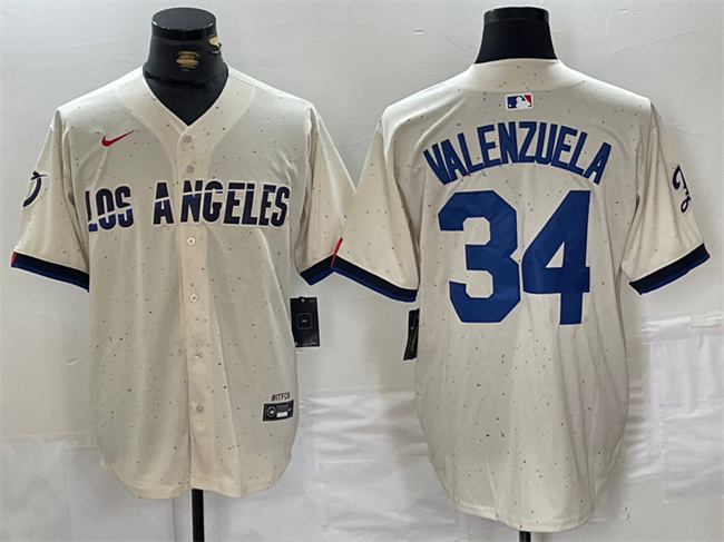 Men's Los Angeles Dodgers #34 Toro Valenzuela Cream Stitched Baseball Jersey Men's Los Angeles Dodgers #34 Toro Valenzuela Cream Stitched Baseball Jersey