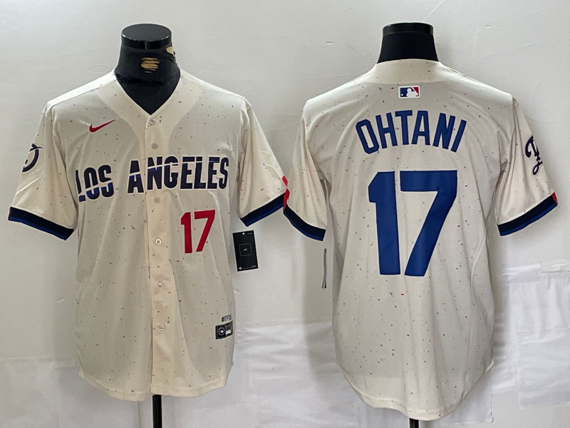 Men's Los Angeles Dodgers #17 Shohei Ohtani Cream Stitched Baseball Jersey 2 Men's Los Angeles Dodgers #17 Shohei Ohtani Cream Stitched Baseball Jersey 2