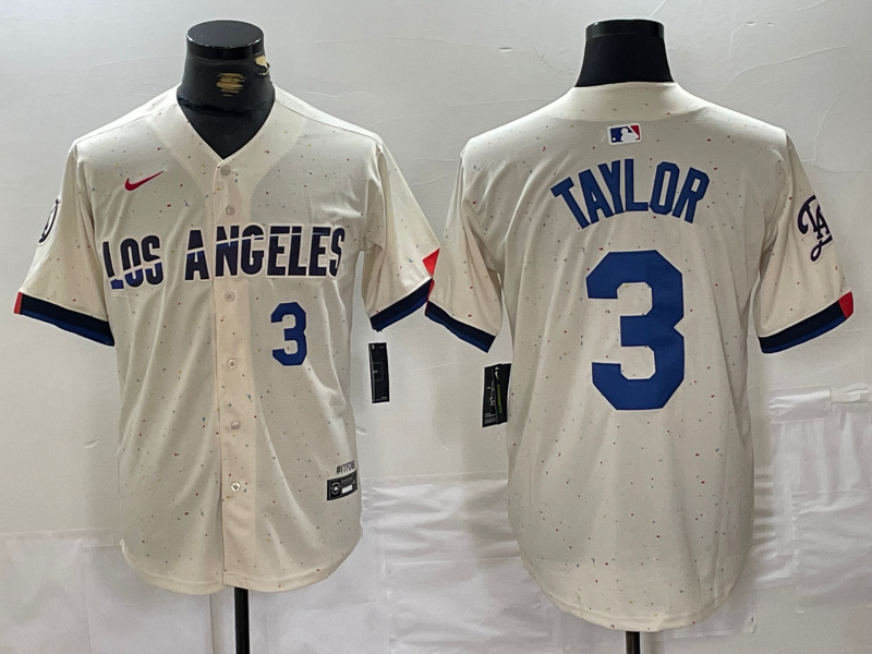 Men's Los Angeles Dodgers #3 Chris Taylor Cream Stitched Baseball Jersey 7 Men's Los Angeles Dodgers #3 Chris Taylor Cream Stitched Baseball Jersey 7