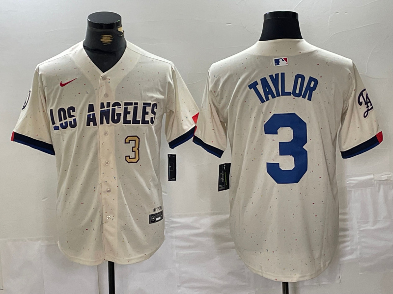 Men's Los Angeles Dodgers #3 Chris Taylor Cream Stitched Baseball Jersey 5 Men's Los Angeles Dodgers #3 Chris Taylor Cream Stitched Baseball Jersey 5