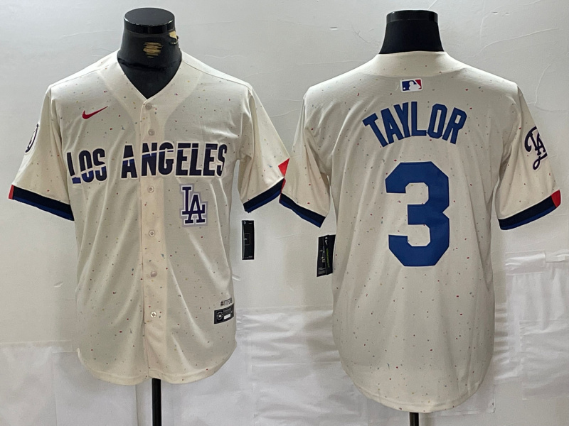 Men's Los Angeles Dodgers #3 Chris Taylor Cream Stitched Baseball Jersey 1 Men's Los Angeles Dodgers #3 Chris Taylor Cream Stitched Baseball Jersey 1
