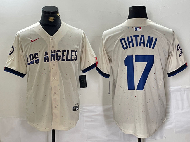 Men's Los Angeles Dodgers #17 Shohei Ohtani Cream Stitched Baseball Jersey Men's Los Angeles Dodgers #17 Shohei Ohtani Cream Stitched Baseball Jersey