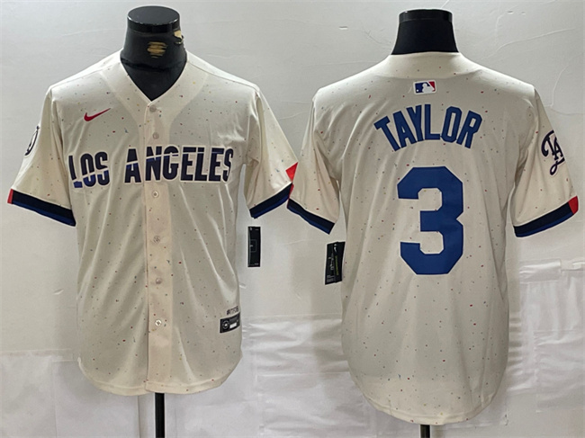 Men's Los Angeles Dodgers #3 Chris Taylor Cream Stitched Baseball Jersey Men's Los Angeles Dodgers #3 Chris Taylor Cream Stitched Baseball Jersey
