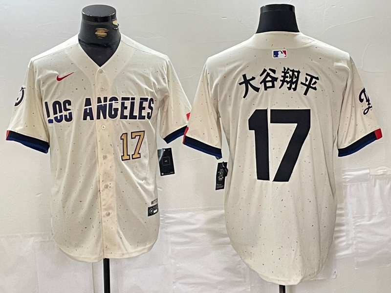 Men's Los Angeles Dodgers #17 大谷翔平 Cream Stitched Baseball Jersey 5 Men's Los Angeles Dodgers #17 大谷翔平 Cream Stitched Baseball Jersey 5