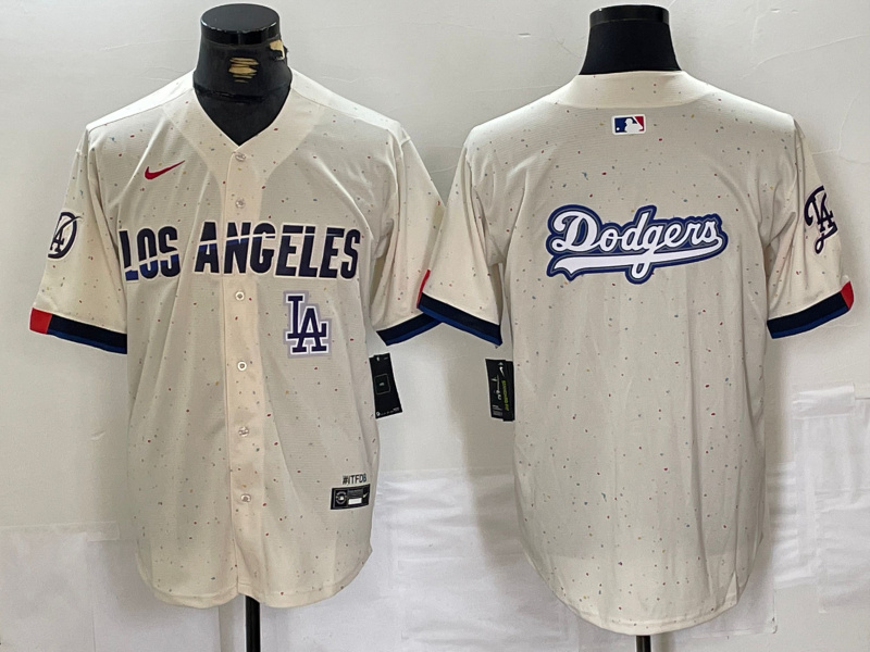 Men's Los Angeles Dodgers Team Big Logo Cream Stitched Baseball Jersey 003 Men's Los Angeles Dodgers Team Big Logo Cream Stitched Baseball Jersey 003