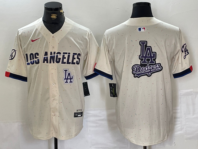 Men's Los Angeles Dodgers Team Big Logo Cream Stitched Baseball Jersey 002 Men's Los Angeles Dodgers Team Big Logo Cream Stitched Baseball Jersey 002