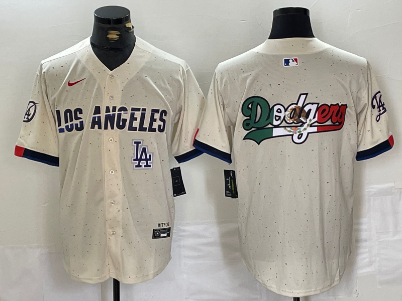 Men's Los Angeles Dodgers Team Big Logo Cream Stitched Baseball Jersey 001 Men's Los Angeles Dodgers Team Big Logo Cream Stitched Baseball Jersey 001