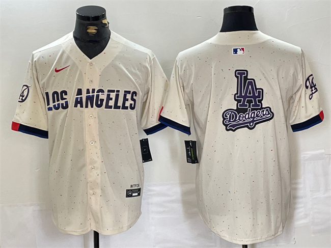 Men's Los Angeles Dodgers Team Big Logo Cream Stitched Baseball Jersey 3 Men's Los Angeles Dodgers Team Big Logo Cream Stitched Baseball Jersey 3