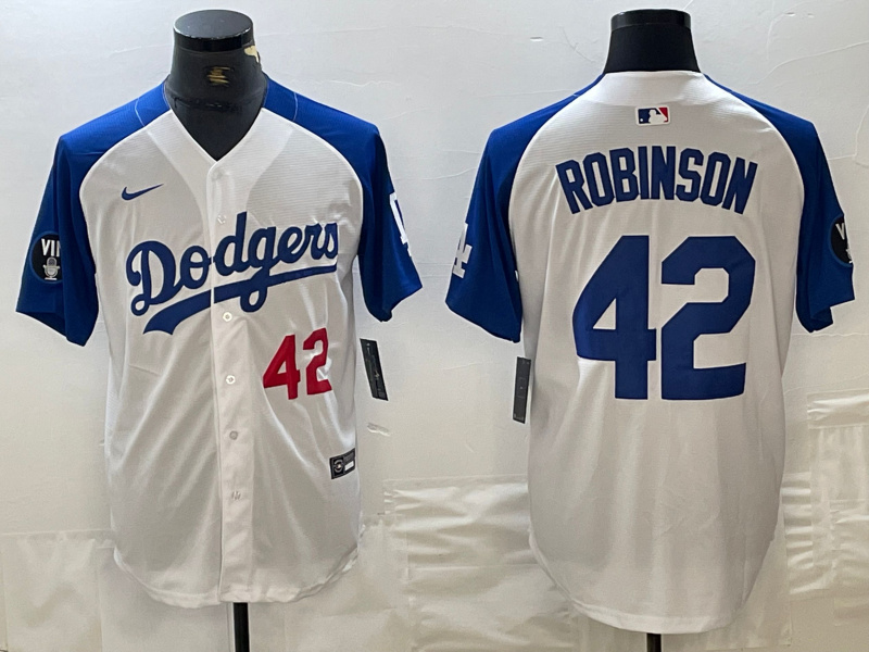Men's Los Angeles Dodgers #42 Jackie Robinson White Blue Vin Patch Cool Base Stitched Baseball Jersey ebjerseys.com Men's Los Angeles Dodgers #42 Jackie Robinson White Blue Vin Patch Cool Base Stitched Baseball Jersey ebjerseys.com