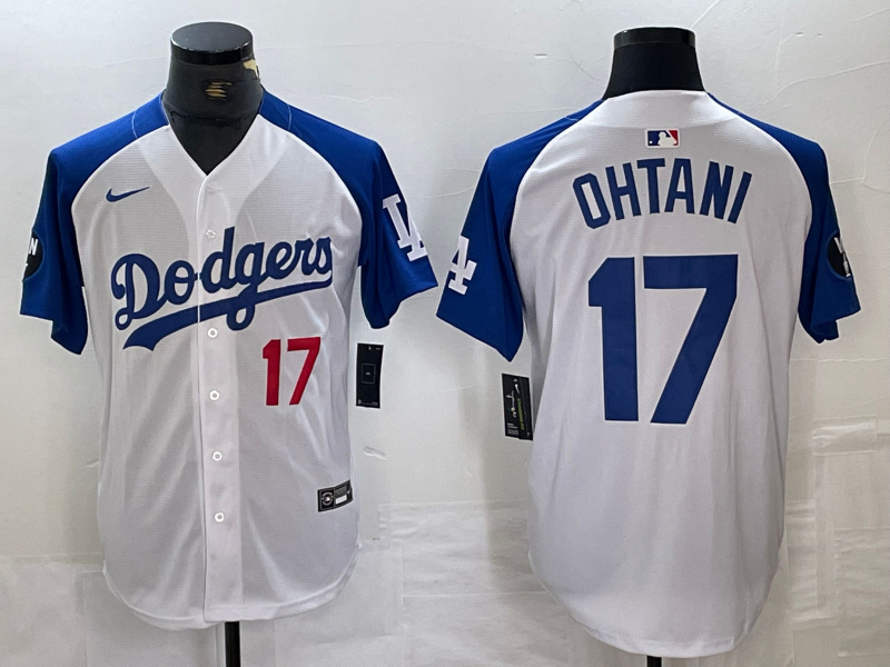 Men's Los Angeles Dodgers #17 Shohei Ohtani White Blue Vin Patch Cool Base Stitched Baseball Jersey 5 Men's Los Angeles Dodgers #17 Shohei Ohtani White Blue Vin Patch Cool Base Stitched Baseball Jersey 5