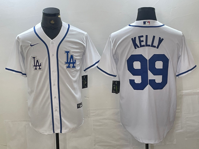 Men's Los Angeles Dodgers #99 Joe Kelly White City Connect Cool Base Stitched Baseball Jersey 1 Men's Los Angeles Dodgers #99 Joe Kelly White City Connect Cool Base Stitched Baseball Jersey 1
