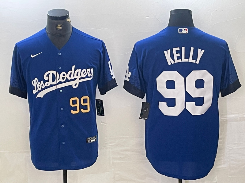 Men's Los Angeles Dodgers #99 Joe Kelly Blue City Connect Cool Base Stitched Baseball Jersey 2 Men's Los Angeles Dodgers #99 Joe Kelly Blue City Connect Cool Base Stitched Baseball Jersey 2