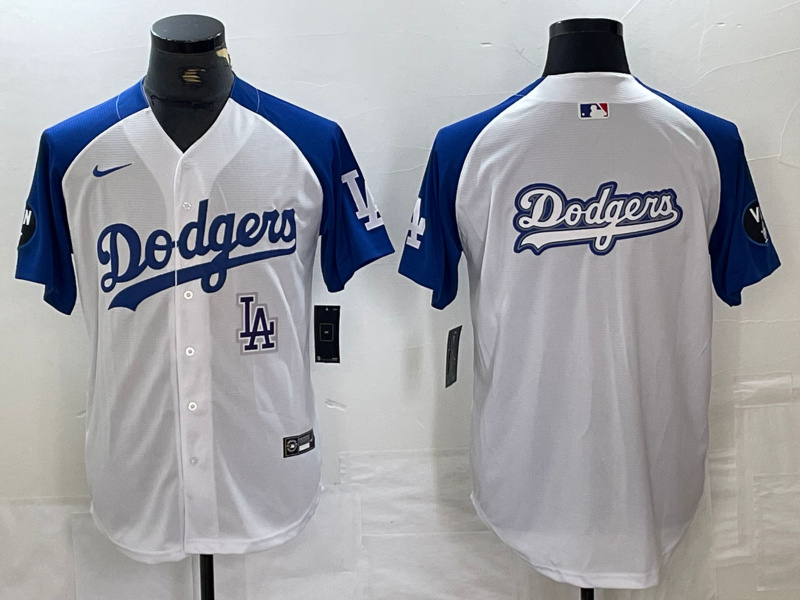 Men's Los Angeles Dodgers big logo White Blue Vin Patch Cool Base Stitched Baseball Jersey 15 Men's Los Angeles Dodgers big logo White Blue Vin Patch Cool Base Stitched Baseball Jersey 15