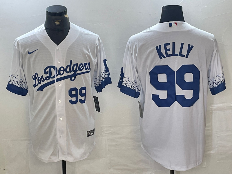 Men's Los Angeles Dodgers #99 Joe Kelly White City Connect Cool Base Stitched Baseball Jersey Men's Los Angeles Dodgers #99 Joe Kelly White City Connect Cool Base Stitched Baseball Jersey
