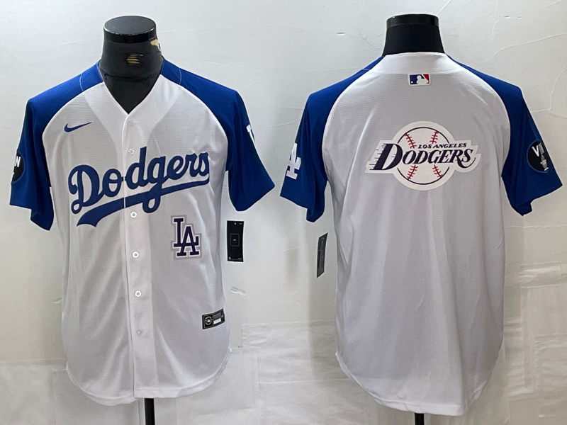 Men's Los Angeles Dodgers Big Logo White Blue Vin Patch Cool Base Stitched Baseball Jersey 5 Men's Los Angeles Dodgers Big Logo White Blue Vin Patch Cool Base Stitched Baseball Jersey 5