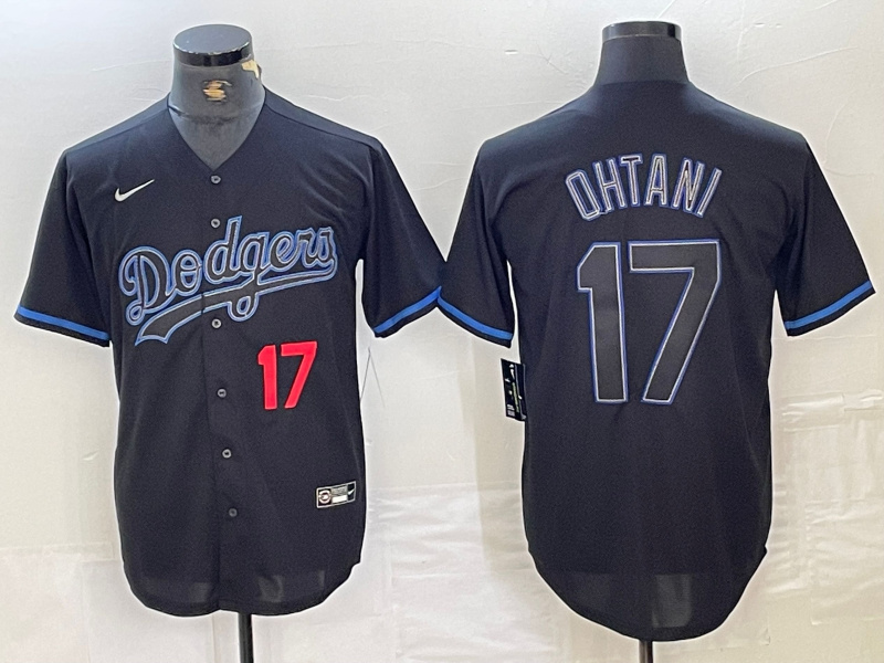Men's Los Angeles Dodgers #17 Shohei Ohtani Black Cool Base Stitched Baseball Jersey 40 Men's Los Angeles Dodgers #17 Shohei Ohtani Black Cool Base Stitched Baseball Jersey 40
